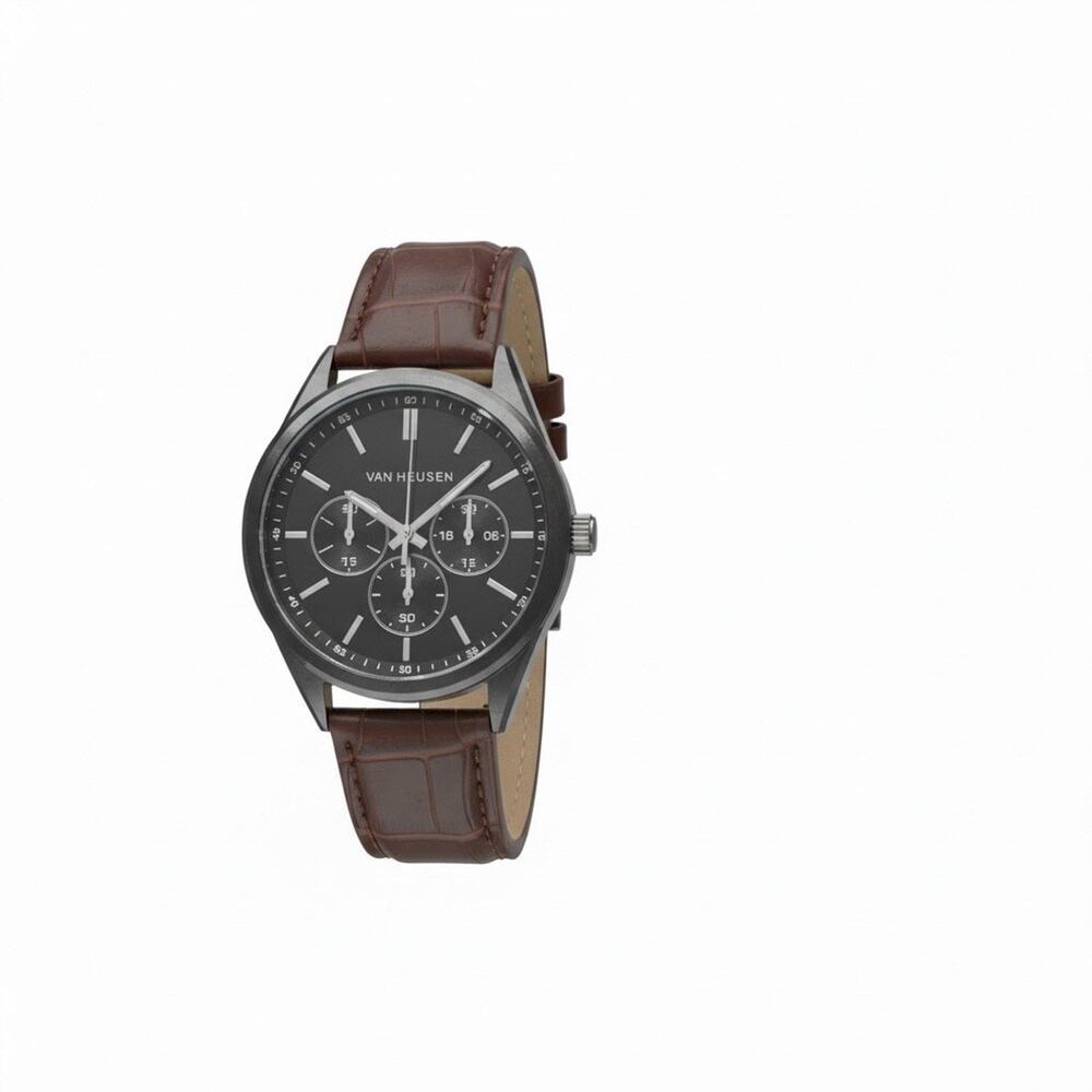 Van Heusen Men’s Watch & Bracelet Set Brown Leather - Picture 1 of 5